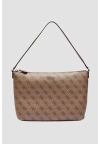 Guess - GUESS Brązowa shopperka damska Brenton. Kolor: brązowy. Materiał: skórzane. Styl: elegancki, casual