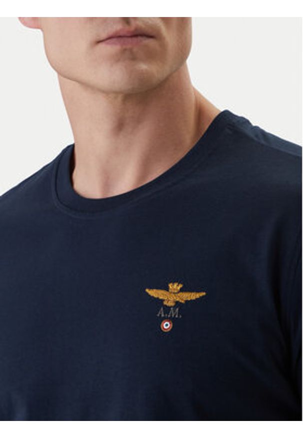Aeronautica Militare T-Shirt 261TS1580UJ00372 Granatowy Regular Fit. Kolor: niebieski. Materiał: bawełna