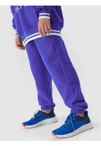 4f - Spodnie dresowe joggery chłopięce. Okazja: na co dzień. Kolor: niebieski. Materiał: dresówka. Styl: casual