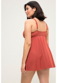 ULLA POPKEN - Damska Góra od tankini miękkie miseczki w kopertowym stylu. Kolekcja: plus size. Kolor: czerwony. Materiał: poliester, elastan, poliamid, materiał