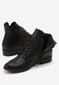 Born2be - Czarne Botki Typu Trzewiki Vices Indice. Okazja: na co dzień. Kolor: czarny. Materiał: jeans, skóra, lakier. Styl: klasyczny, casual, elegancki #5