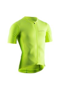 VAN RYSEL - Koszulka rowerowa szosowa Van Rysel Neo Racer. Kolor: żółty. Materiał: elastan, poliester, materiał