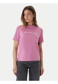 Calvin Klein Jeans T-Shirt LV047C912G Różowy Regular Fit. Kolor: różowy. Materiał: bawełna #1