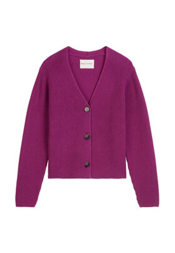 Marc O'Polo Kardigan 506 6059 61069 Fioletowy Relaxed Fit. Typ kołnierza: polo. Kolor: fioletowy. Materiał: bawełna