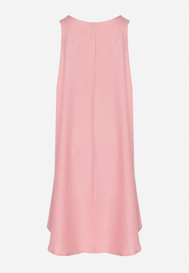 Born2be - Różowa Rozkloszowana Klasyczna Sukienka Lunetira. Okazja: na spacer, na co dzień. Kolor: różowy. Materiał: jeans. Typ sukienki: proste. Styl: klasyczny