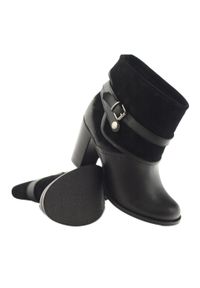 Czarne klasyczne buty damskie botki zimowe Edeo 1754. Kolor: czarny. Materiał: zamsz, skóra, polar. Szerokość cholewki: normalna. Sezon: zima. Styl: klasyczny #4