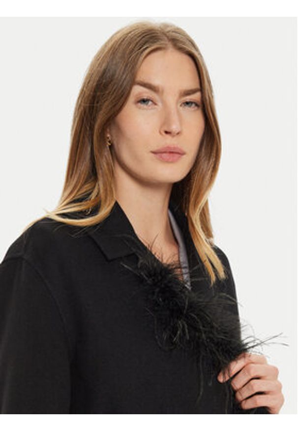 TwinSet - TWINSET Płaszcz wełniany 242TP2065 Czarny Regular Fit. Kolor: czarny. Materiał: syntetyk