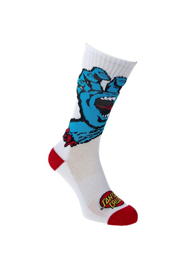 SANTA CRUZ - Skarpety Santa Cruz Screaming Hand białe. Kolor: wielokolorowy. Sport: fitness