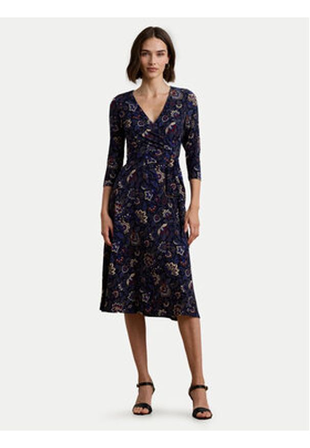 Lauren Ralph Lauren - LAUREN RALPH LAUREN Sukienka codzienna 250957701001 Granatowy Slim Fit. Okazja: na co dzień. Kolor: niebieski. Materiał: syntetyk. Typ sukienki: proste. Styl: casual