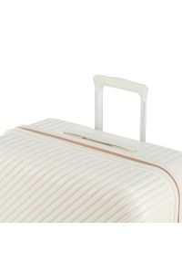 Wittchen - Duża walizka z polikarbonu w paseczki biała. Kolor: biały. Materiał: guma, tworzywo sztuczne. Wzór: geometria #9