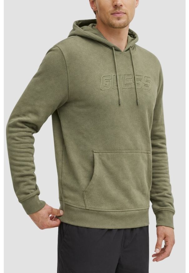 Guess - GUESS Zielona męska bluza z kapturem Aldwin, Rozmiar XXL. Typ kołnierza: kaptur. Kolor: zielony