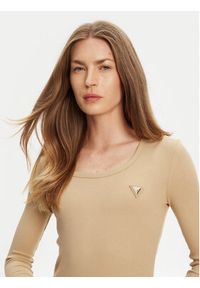 Guess Bluzka V4BP07 K8RT2 Beżowy Regular Fit. Kolor: beżowy. Materiał: wiskoza