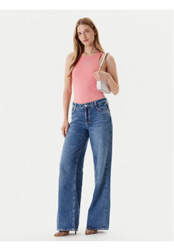 Guess Top W5GP57 KCV52 Różowy Regular Fit. Kolor: różowy. Materiał: syntetyk