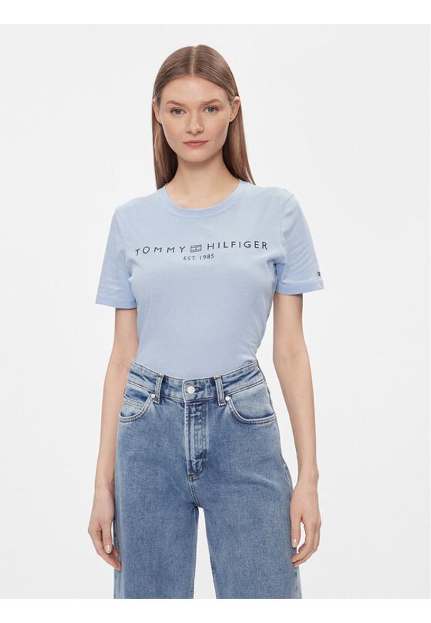 TOMMY HILFIGER - Tommy Hilfiger T-Shirt WW0WW40276 Niebieski Regular Fit. Kolor: niebieski. Materiał: bawełna