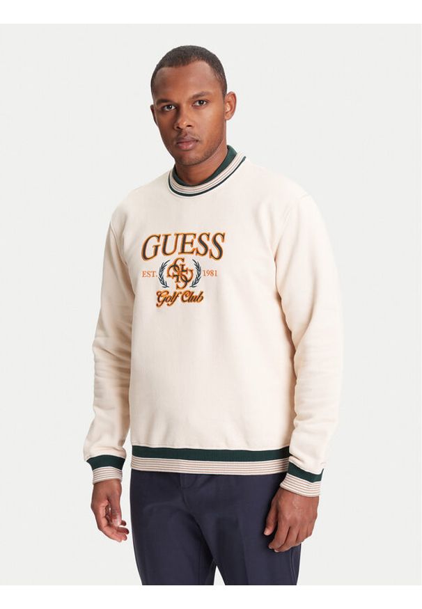 Guess Bluza M5YQ12 KCXW1 Beżowy Regular Fit. Kolor: beżowy. Materiał: bawełna
