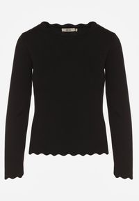 Renee - Czarny Sweter z Wiskozą i Ozdobną Falbanką Mevidella. Okazja: na co dzień. Kolor: czarny. Materiał: wiskoza. Styl: casual, klasyczny #8
