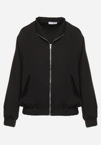 Born2be - Czarna Bluza Bomberka z Kieszeniami z Kaplami Bervialia. Kolekcja: plus size. Kolor: czarny #7