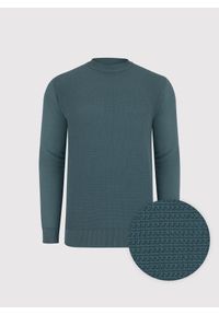 Pako Lorente - PAKO LORENTE - Turkusowy sweter męski. Kolor: turkusowy, brązowy. Materiał: poliamid, bawełna. Sezon: jesień #2