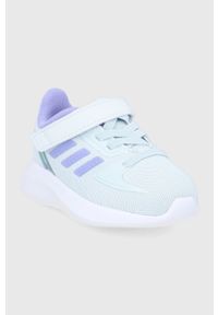Adidas - adidas buty dziecięce Runfalcon 2.0 kolor szary. Nosek buta: okrągły. Zapięcie: rzepy. Kolor: szary. Materiał: guma