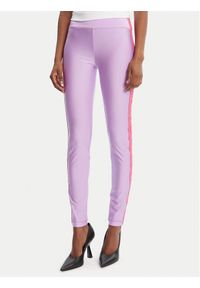 Versace Jeans Couture Legginsy 79HAC114 N0008 Fioletowy Slim Fit. Kolor: fioletowy. Materiał: syntetyk
