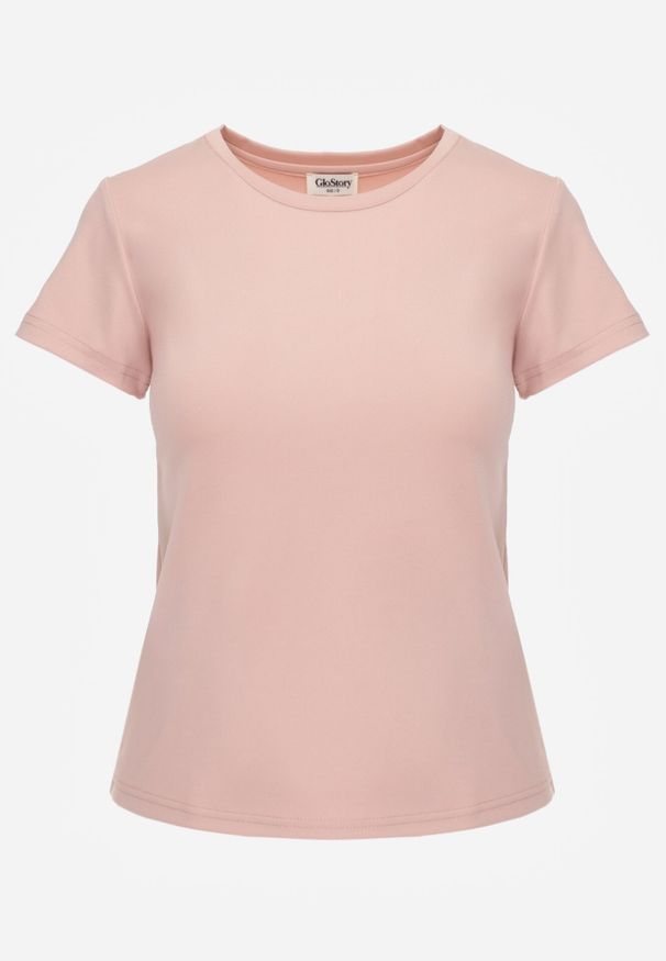 Born2be - Różowy Gładki T-shirt o Klasycznym Kroju Lycoris. Okazja: na co dzień, do pracy, do domu. Kolor: różowy. Materiał: jeans. Wzór: gładki. Styl: klasyczny