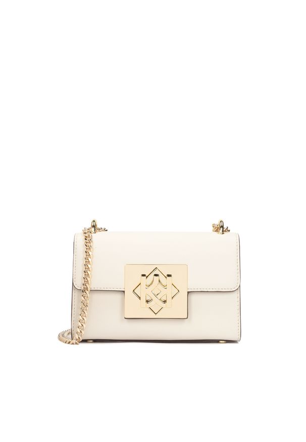 Kazar - Elegancka torebka na ramię ze skóry licowej. Kolor: kremowy. Materiał: skórzane. Styl: elegancki. Rodzaj torebki: na ramię