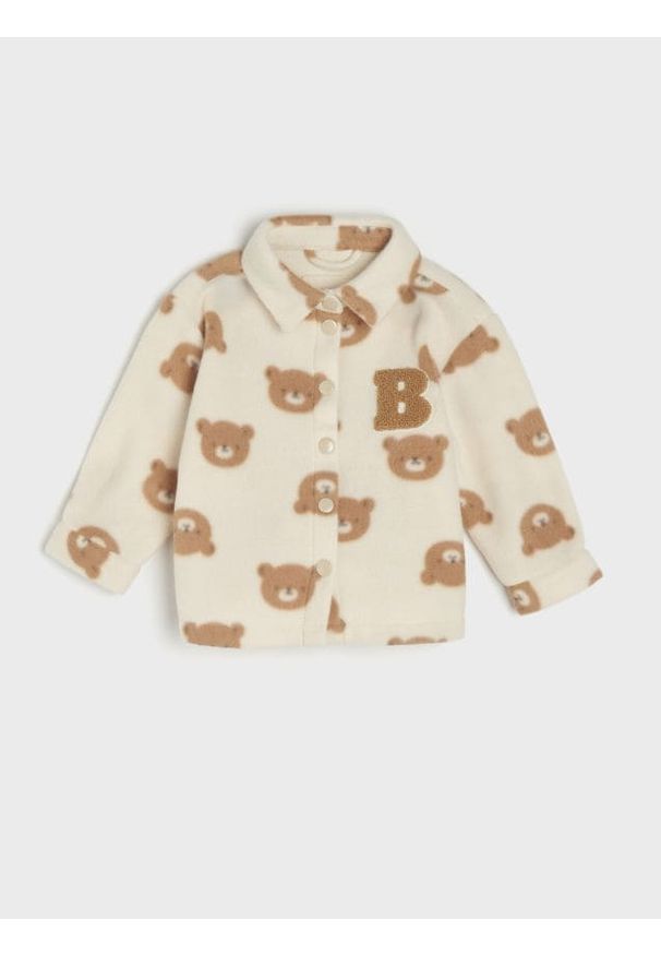 Sinsay - Kurtka koszulowa - kremowy. Kolor: kremowy. Materiał: polar