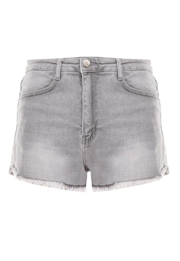 Born2be - Szare Szorty Kharasia. Kolor: szary. Materiał: bawełna, jeans, denim. Długość: krótkie