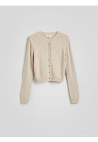 Reserved - Kardigan z domieszką kaszmiru - beżowy. Kolor: beżowy. Materiał: kaszmir #1