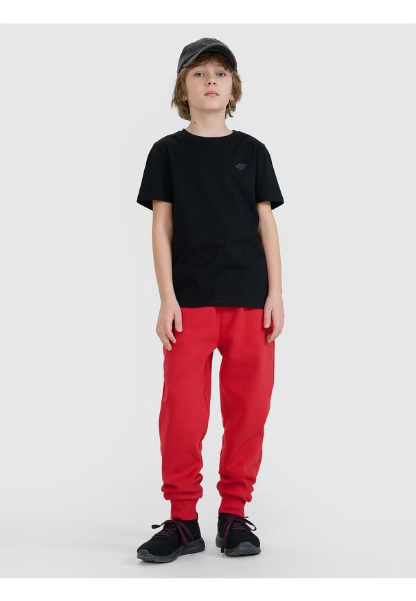 4f - 4F Spodnie dresowe joggery chłopięce - czerwone 146 (10-11 lat). Okazja: na co dzień. Kolor: czerwony. Materiał: dresówka. Sezon: lato. Styl: casual, sportowy