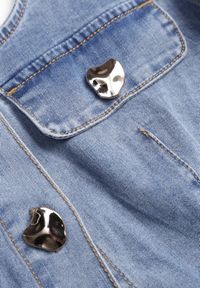 Born2be - Jasnoniebieska Jeansowa Sukienka z Bawełny o Rozkloszowanym Kroju z Guzikami Nikesilea. Typ kołnierza: dekolt gorset. Kolor: niebieski. Materiał: bawełna, jeans. Typ sukienki: rozkloszowane, gorsetowe. Styl: elegancki, klasyczny #6