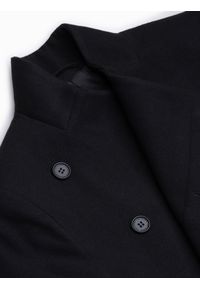 Ombre Clothing - Płaszcz męski z asymetrycznym zapięciem - czarny V2 OM-COWC-0102 - XXL. Kolor: czarny. Materiał: poliester #5