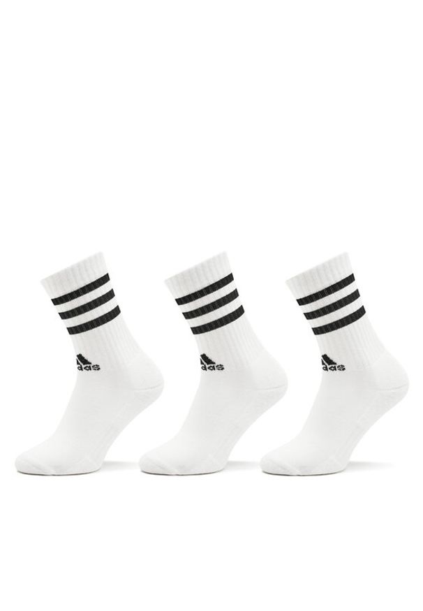 Adidas - adidas Skarpety wysokie unisex 3-Stripes Cushioned Crew Socks 3 Pairs HT3458 Biały. Kolor: biały