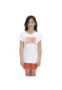 LEONE 1947 APPAREL - Kolorowy t-shirt dziewczęcy z froty. Kolor: biały. Wzór: kolorowy. Sport: joga i pilates