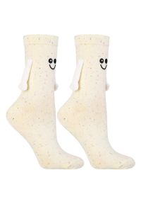 Beżowe Damskie Skarpety Friends Moraj. Kolor: beżowy. Materiał: bawełna. Wzór: kolorowy #2