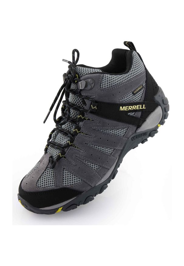 Merrell Accentor 2 Vent Mid WP męskie buty trekkingowe, szaro-niebieskie. Kolor: wielokolorowy. Materiał: skóra, syntetyk