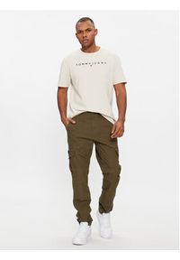 Tommy Jeans T-Shirt Linear Logo DM0DM17993 Beżowy Regular Fit. Kolor: beżowy. Materiał: bawełna #3