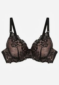 Born2be - Czarno-Beżowy Klasyczny Biustonosz Zdobiony Koronką Idarodia. Kolor: czarny. Materiał: koronka. Wzór: koronka, aplikacja #3