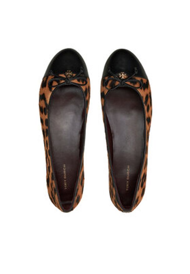 Tory Burch Baleriny 154509 Brązowy. Kolor: brązowy. Materiał: skóra