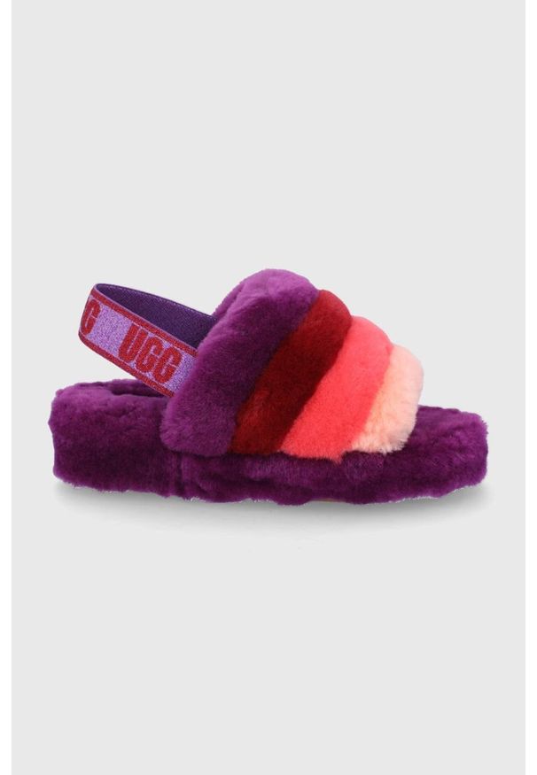 Ugg - UGG Kapcie wełniane kolor fioletowy. Nosek buta: okrągły. Kolor: fioletowy. Materiał: wełna