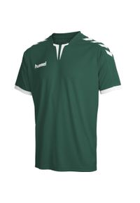 Koszulka piłkarska z krótkim rękawem męska Hummel Core SS Poly Jersey. Kolor: zielony. Materiał: jersey. Długość rękawa: krótki rękaw. Długość: krótkie. Sport: piłka nożna