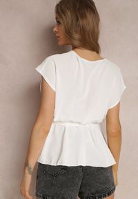 Renee - Biała Bluzka Rhenippe. Kolor: biały. Materiał: bawełna, jeans, materiał. Długość rękawa: bez rękawów. Wzór: jednolity. Styl: elegancki