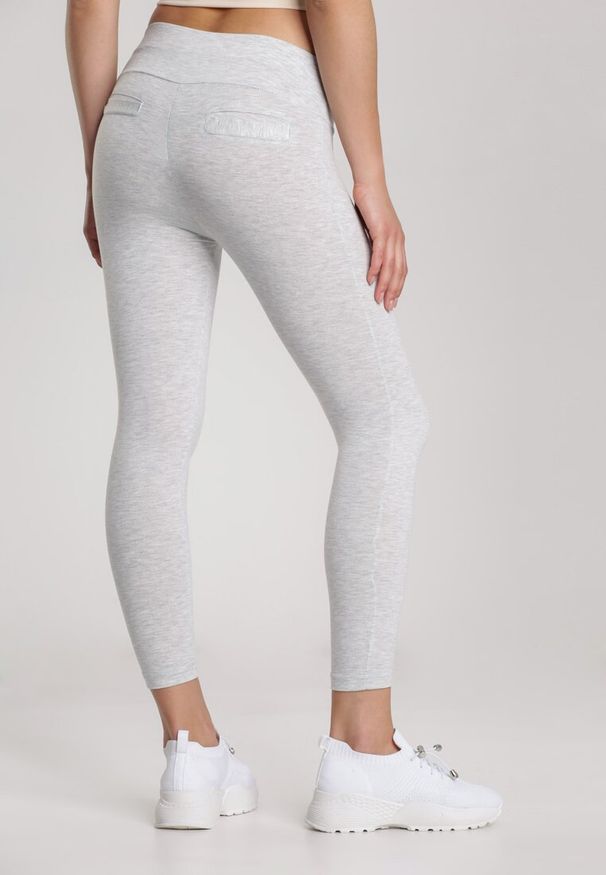 Renee - Jasnoszare Legginsy Nealiria. Kolor: szary. Materiał: dzianina. Długość: długie. Wzór: gładki. Styl: klasyczny