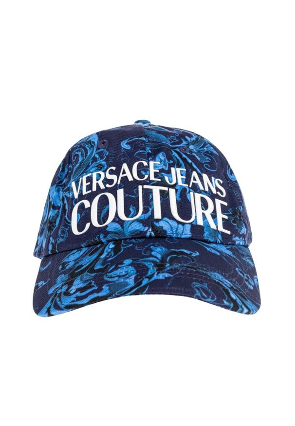 Versace Jeans Couture - VERSACE JEANS COUTURE Granatowa bawełniana czapka z daszkiem The Middle. Kolor: niebieski. Materiał: bawełna. Styl: elegancki