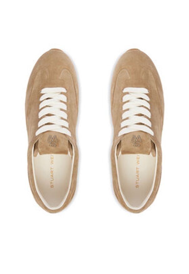 Stuart Weitzman Sneakersy Colton Sleek SN228 Beżowy. Kolor: beżowy. Materiał: skóra, zamsz
