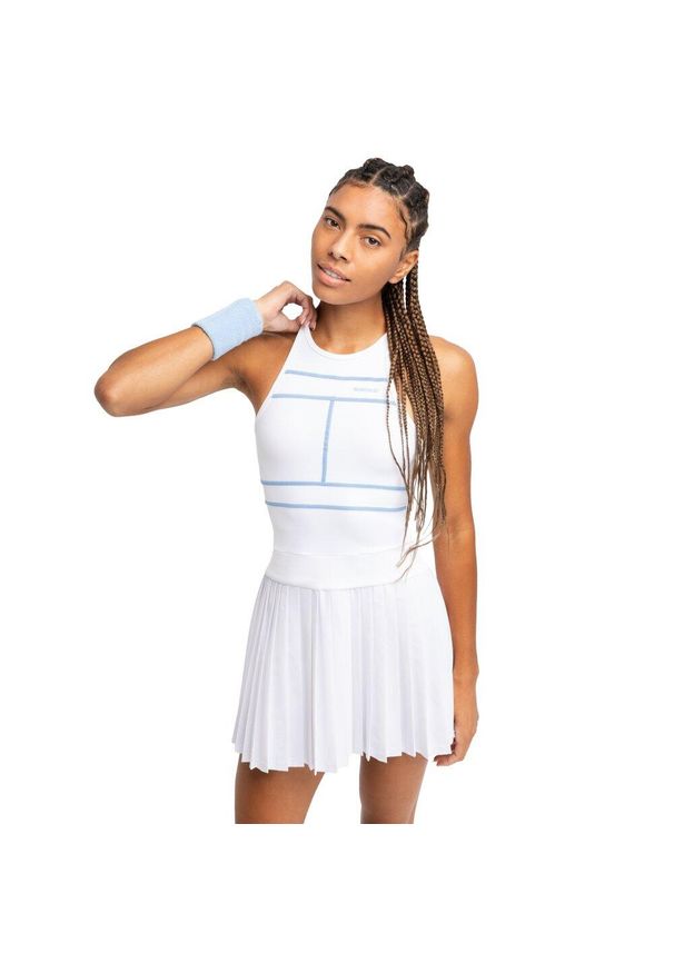 SIROKO - Damska plisowana sukienka tenisowa Siroko Slam White. Kolor: biały. Materiał: materiał. Typ sukienki: sportowe. Styl: sportowy