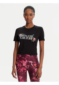 Versace Jeans Couture T-Shirt 79HAHB00 CJB01 Czarny Regular Fit. Kolor: czarny. Materiał: bawełna