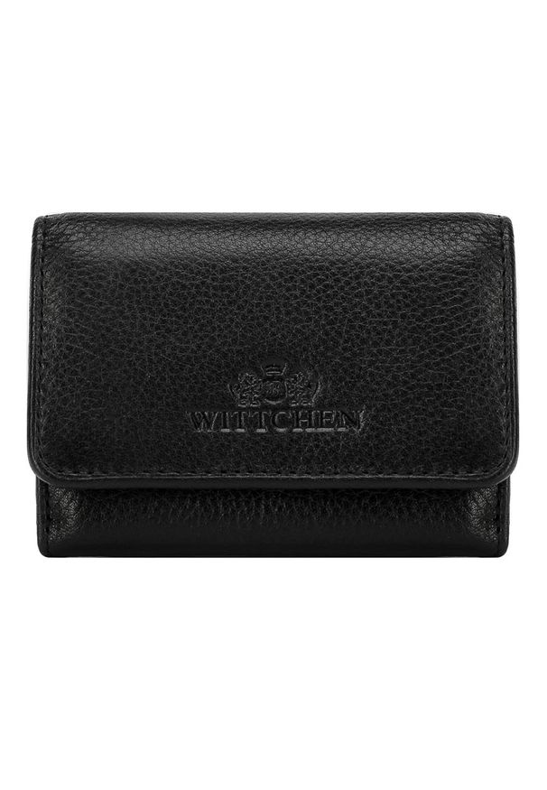 Wittchen - Portfel skórzany unisex na zatrzask. Kolor: czarny. Materiał: skóra