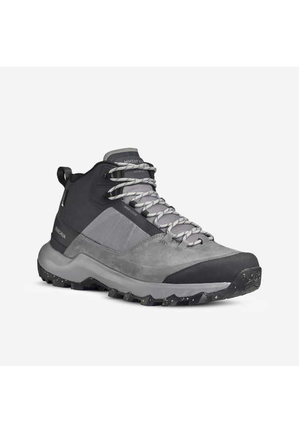 quechua - Buty turystyczne męskie Quechua MH500 Mid wodoodporne. Kolor: szary. Materiał: kauczuk. Szerokość cholewki: normalna. Sport: outdoor, turystyka piesza