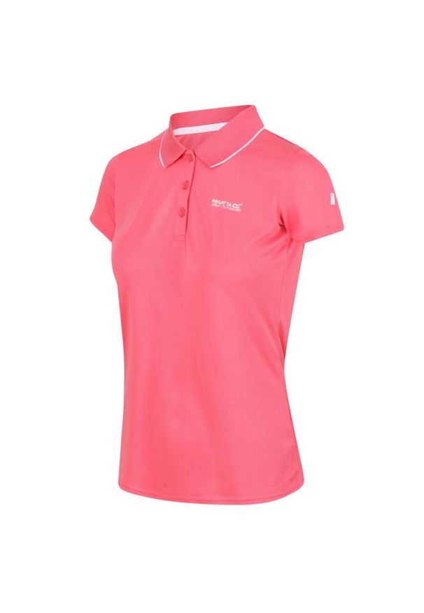 Regatta - Koszulka turystyczna polo damska Maverick V. Typ kołnierza: polo. Kolor: różowy. Materiał: materiał. Styl: klasyczny